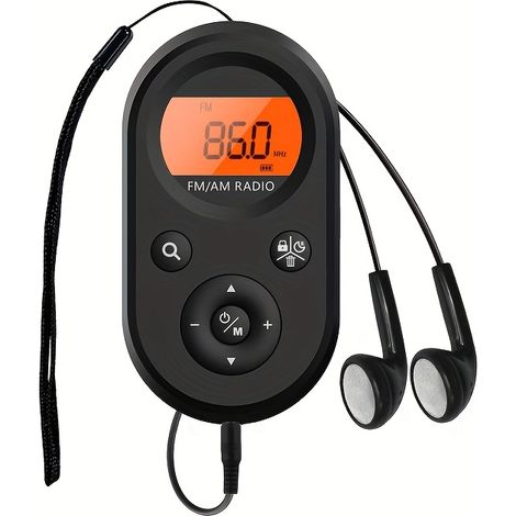 Tragbares AM/FM-Radio, wiederaufladbares Taschenradio mit hervorragendem Empfang, langer Akkulaufzeit, Stereo-Kopfhörern, hintergrundbeleuchtetem Display mit Timer, ideal zum Wandern, Spazierengehen u (1/5)