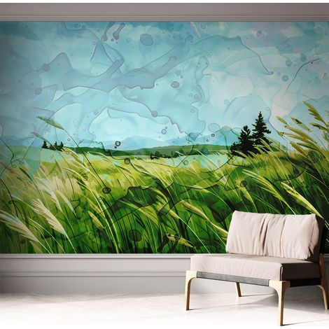 Carta da parati adesiva - lavabile - decorazione murale - per cucina - pellicola decorativa Paesaggi verdi 312x219 cm (1/5)
