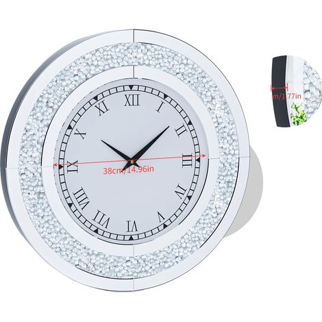 Orologio da parete, design moderno, effetto scintillante, argento, 60 cm (1/2)