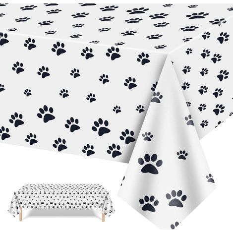 Nappe jetable avec imprimé pattes de chien 137 x 274 cm, imperméable, pour anniversaires d'enfants