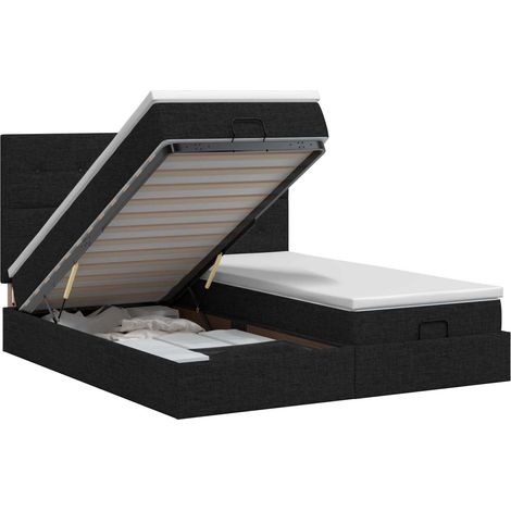 Cama otomana con colchón con cabecera 2 uds. Negro Tela vidaXL (1/5)