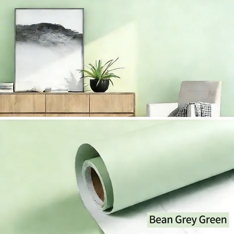 (Vert, 40 cm x 1 m) Papier peint imperméable, auto-adhésif et résistant aux taches, adapté à la décoration de la chambre et du salon. (1/4)