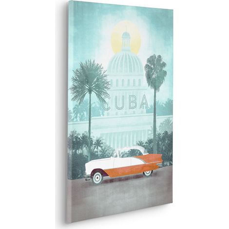 Komar Canvasbild Vintage Travel Cuba - 60 x 40 cm - Bild auf Keilrahmen - Vintage und Retro (1/2)