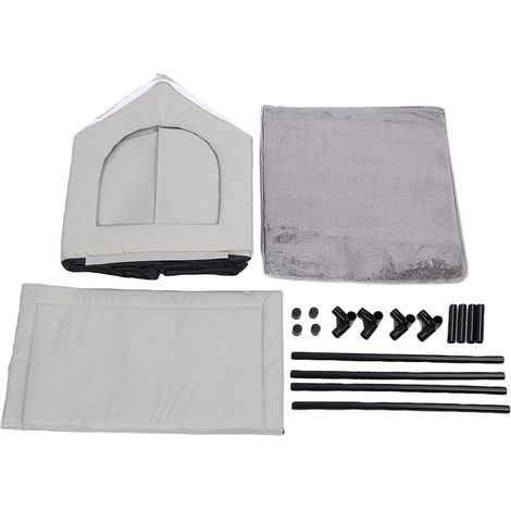 Niche Chat Extérieur Imperméable Grand 42x42x42 cm – Abri Chaud Oxford Isolant, Anti-Vent avec Tapis pour Chats Errants Gris (1/5)