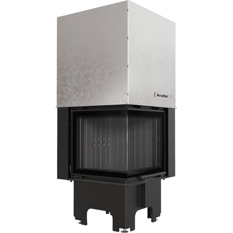 Kamineinsatz aus Stahl KRATKI VNL 480/480 8kW Ø200 mit Schiebetür schwarz Verkleidung (1/5)