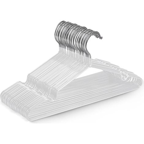Cintres Métalliques Revêtus de Caoutchouc Premium (Blanc) - Lot de 20, Gain de Place, Rangement, Organisation, Robustes pour Armoire, Placard, Cabine d'Essayage, Portants et Tringles à Vêtements (1/5)