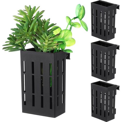 Ensemble de supports pour plantes aquatiques d'aquarium, 4 pièces, pots fleurs en plastique noir (1/5)