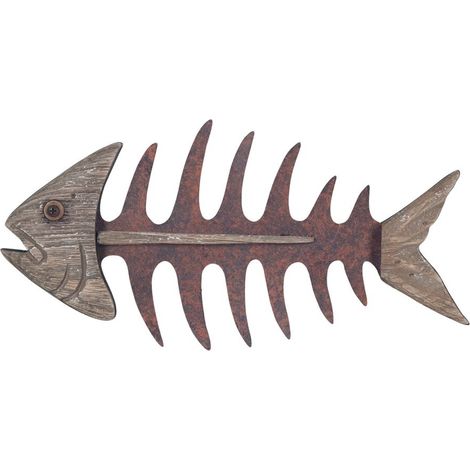 Signes Grimalt Parete piatto in legno Pesce invecchiato in legno marrone 3x32x16cm 22125 (1/2)