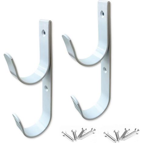 Lot de 2 crochets pour bâtons de piscine en aluminium blanc avec vis - Parfait pour la piscine, les bâtons télescopiques, les skimmers, les brosses et le tuyau d'aspiration,etc. (1/5)