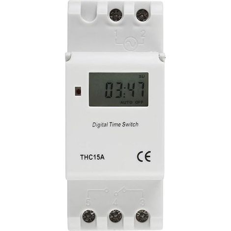 Minuterie numérique LCD avec rail DIN, relais horaire 16 A AC220 (1/5)