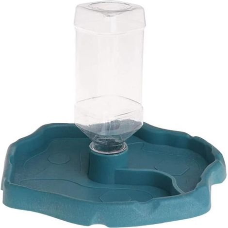 CSPARKV Automatique Reptile Feeder, Reptile Food and Water Dish Bowl, 2 en 1 Dispensateur d'eau de Tortue Tortue, Plat d'eau de Reptile avec Bouteille pour Le lézard Gecko Dragon à Barbe (Bleu) (1/5)
