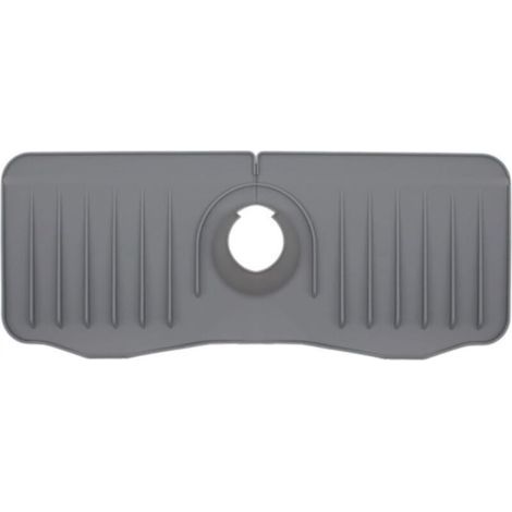 Bac d'évier de cuisine, évacuation automatique, porte-savon, porte-éponge en silicone, tampon de robinet en silicone (gris) (1/4)