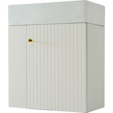 Hängendes Badmöbel mit Waschbecken 55 cm, Weiß, MODENUIT (1/5)