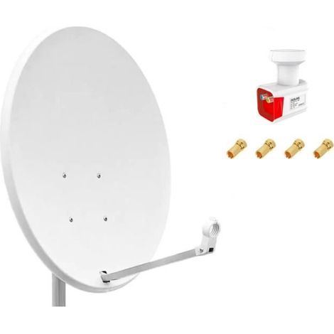 HDME Parabole satellite acier 65 cm + LNB Twin Best Germany Universel 0,1dB idéal Astra Eutelsat
