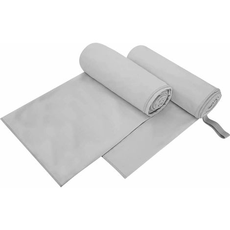 Sporthandtücher 2 pcs Grau 200 x 100 cm Polyester und Polyamid