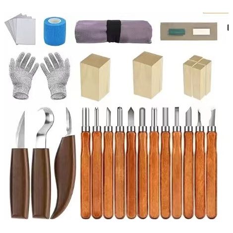 CSPARKV 28 Stück Holzmeißel, Holzschnitzmesser, Holzschnitzwerkzeuge, Holzschnitzset, DIY-Schnitzwerkzeuge, Holzmeißel, Schnitzwerkzeuge, für Anfänger, professionelle Schnitzer