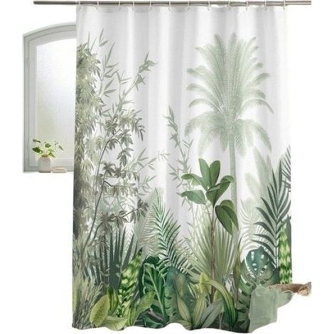 Rideau de douche avec crochets Tropical (1/2)
