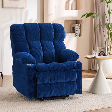 Fauteuil TV électrique réglable avec deux moteurs et assistance de levage pour le salon, fauteuil de lecture, fauteuil lounge inclinable, canapé une place multifonctionnel (bleu) (1/5)