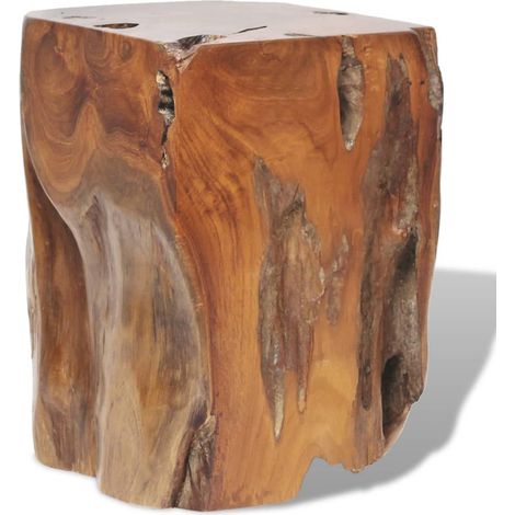 Taburete asiento soporte para plantas 30 x 30 x 40 cm en madera maciza de teca marrón DEC026334