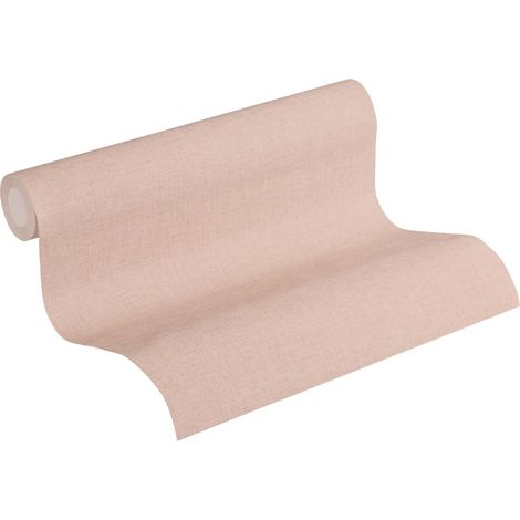 Papier peint rose en effet lin Papier peint non-tissé moderne en rose pastel Papier peint lin uni avec vinyle (1/5)