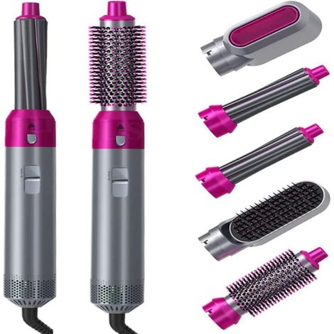 5-in-1 Haarstyling-Bürste: Haartrockner, Heißluftbürste, Ionen-Glätteisen, Volumen-Applikator, Lockenstab, Heizkamm (schwarz, USA)