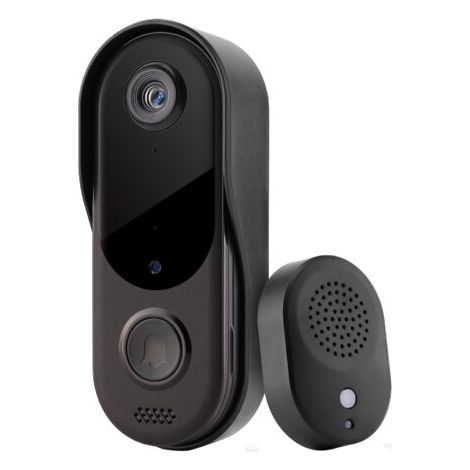 Sonnette sans fil avec caméra, sonnette étanche Wi-Fi 1080p, interphone vidéo sans fil à batterie avec carillon, audio bidirectionnel, vision nocturne infrarouge, détection humaine PIR