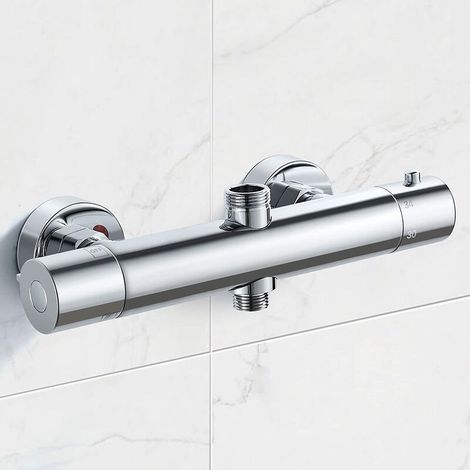 Mitigeur Thermostatique pour Colonne, Robinet de Douche en laiton haut G3/4 BSP (26.4 mm) + bas G1/2" BSP (21 mm) (1/5)