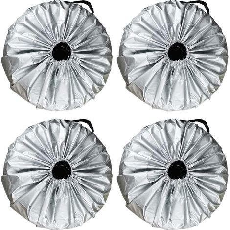 Lot de 4 housses de roue argentées 65cm, protection intérieur véhicule, stockage