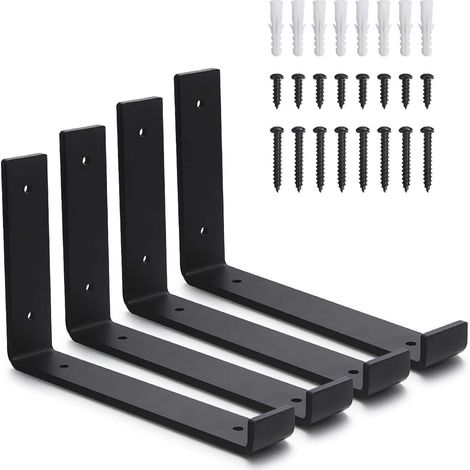 Lntyq Stück Hochleistungs-Regalhalterungen, 20 cm, J-förmige rechtwinklige Eckhalterung, Industrielle Regalhalterung für Gerüstbrett-Wandregale – mit Schrauben und Ankern (1/4)