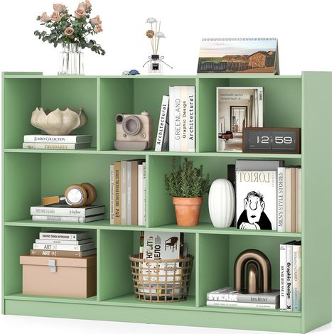COSTWAY Libreria Ragazzi,Libreria Da Terra,Scaffale Libreria,Libreria Multifunzione,Libreria Moderna,Mobile Giochi,Scaffale A 3 Livelli,8 Cubi,Libreria In Leg (1/5)