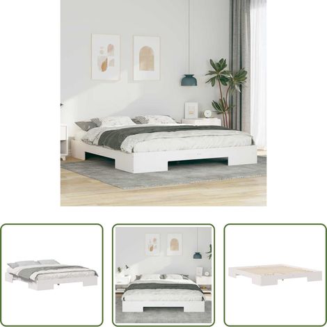 vidaXL Lit blanc -  Cadre de lit Blanc 200 x 200 cm (1/5)