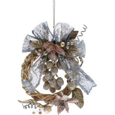 Decorazione per porta corona natalizia 30 cm - colore oro - addobbo di natale