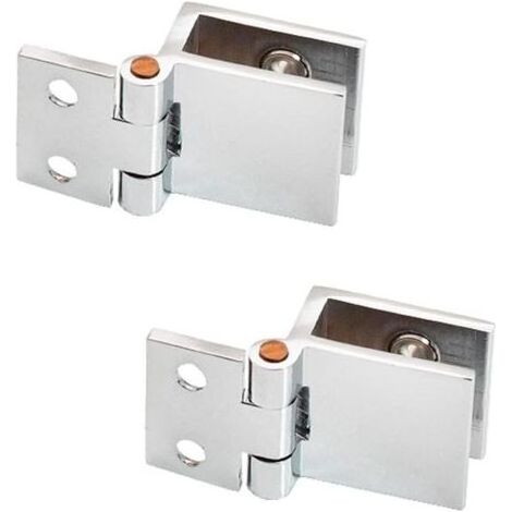 Lot de 2 charnières de porte en verre à 0 degrés - Charnières sans perçage pour porte en verre de 5 à 6 mm d'épaisseur (1/5)