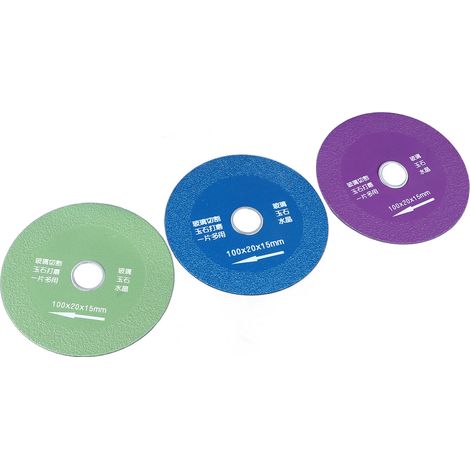 Lot de 3 disques à découper le verre, vert, bleu et violet, ultra-fins, pour la découpe de carrelage et de céramique. (1/5)