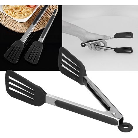 Zusammenklappbare Steakzange aus Edelstahl und Silikon zum Grillen und Backen im Ofen. (1/5)
