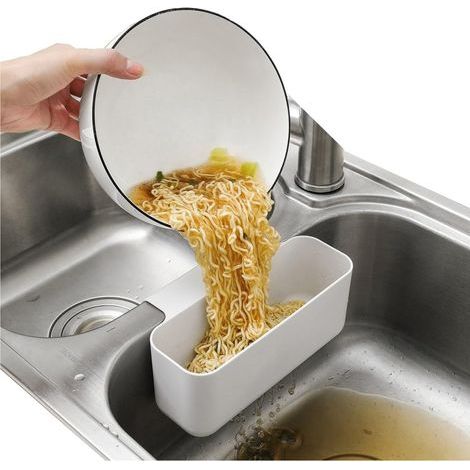 Dreieckiger Ecksieb mit Saugnapf für die Küchenspüle – Lebensmittelfilter und Schaber (1/5)