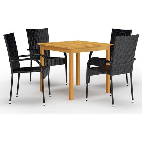 vidaXL 5 Piece Garden Dining Set Black (1/5)