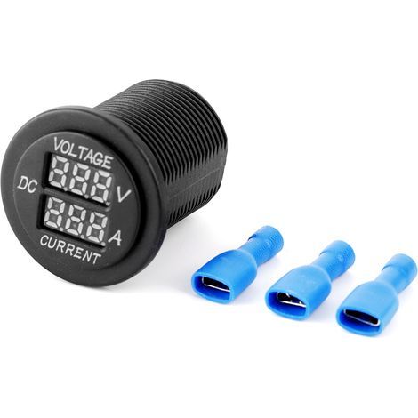 Voltmetro, amperometro digitale a LED con indicatore rotondo per auto, barca e moto (1/5)