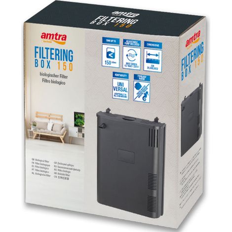 Filtre biologique pour aquarium 150L – Boîte à filtre noir – Pour eau douce et marine – Élimination des impuretés efficace – Amtra