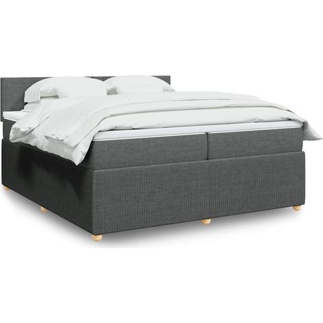 vidaXL Sommier à lattes de lit avec matelas Gris foncé 200x200cm Tissu (1/5)