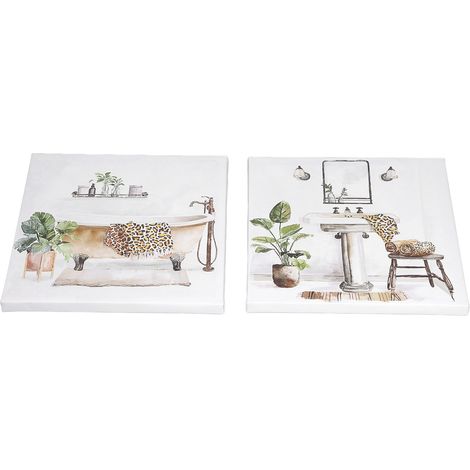 Tableaux muraux imperméables avec cadre intérieur, format moderne et compact, pour la décoration de salle de bain. (1/5)
