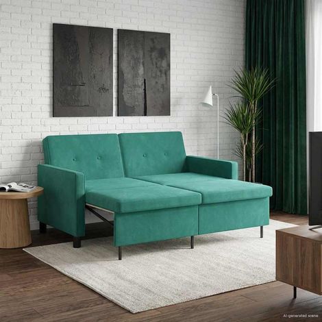 vidaXL Canapé-Lit Turquoise Tissu (1/5)