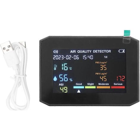 Luftqualitätsmonitor PM2,5 PM10 HCHO TVOC CO2 Temperatur- und Feuchtigkeitsdetektor LCD-Bildschirm Multifunktion