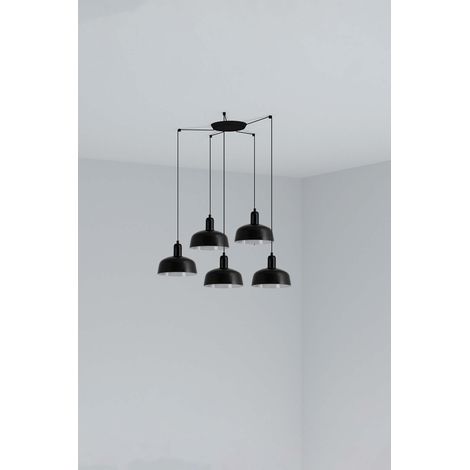 Faro Tatawin Kleine Cluster-Pendelleuchte, schwarz, glänzend, 5 x E27