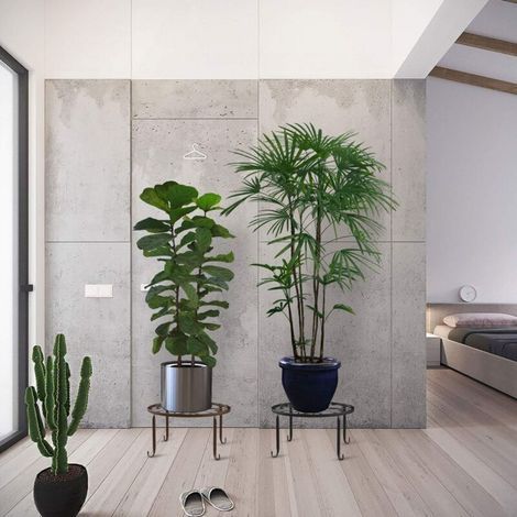 Support pour Plantes en Pot, [Lot de 3] Porte-Pots de Fleurs en Fer pour l'intérieur, Résistant à la Rouille, 9 Pouces Support de Jardin Durable en Métal - Noir (1/3)