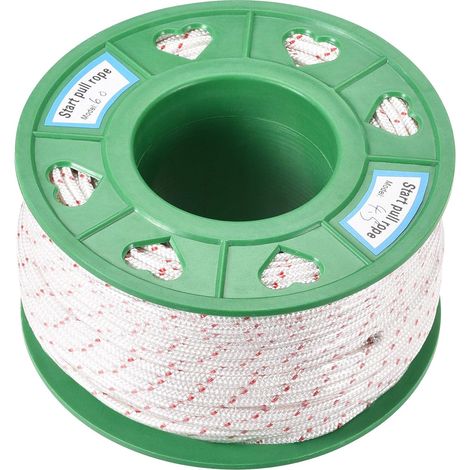 Rückstoßstartseil 4,5mm 3/16 Zoll Durchm. 60m 196ft Polyester Zugschnur Weiß Rot (1/4)