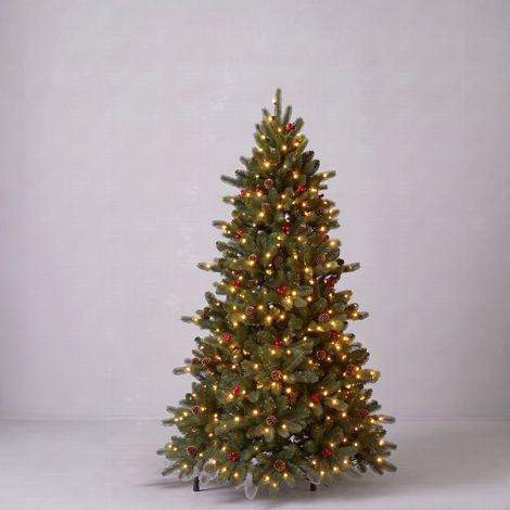Albero di Natale led con Pigne e Palline Rosse 150 cm (1/2)