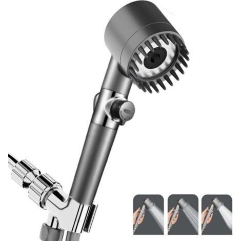 Pommeau de douche haute pression – Tête de douche anti-calcaire, économique et multifonction avec 4 modes de jet (pluie, massage, jet concentré, mélange), arrêt instantané du débit, design ergonomique