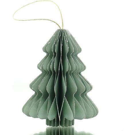 Kaemingk Weihnachtsanhänger Tannenbaum Mintgrün Glitter & Aufhänger 8 cm - Papier (1/2)