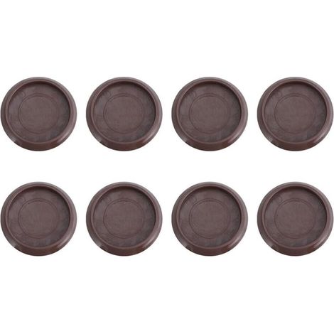 Set of 8 round protective glides for hardwood furniture casters for laminate flooring – Non-slip bottom for chairs, sofas, beds, brown, 45 mm (1/5)